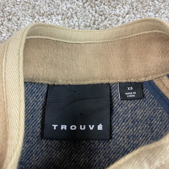 Trouve Womens Wool Bell Sleeve Swing Jacket XS Tan Beige Retro Mod - Picture 2 of 9